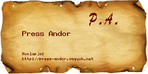 Press Andor névjegykártya